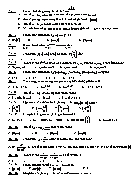 Đề kiểm tra trắc nghiệm Toán 12 - Đề 1